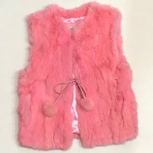 Carrie Allen pink rabbit fur vest size medium